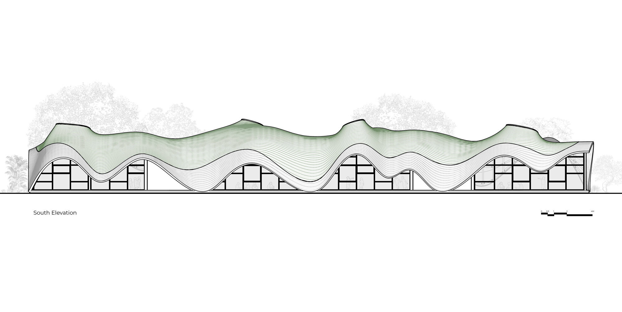 undulating green roof conceals cocoon pre primary school in india mimicking a hillside - 22229