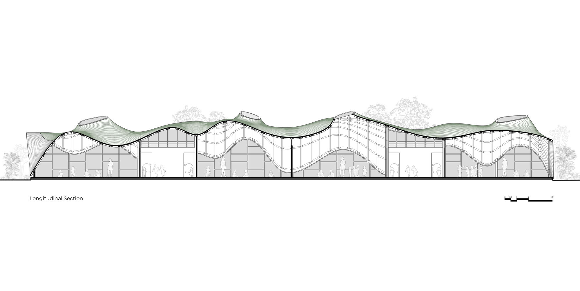undulating green roof conceals cocoon pre primary school in india mimicking a hillside - 22231